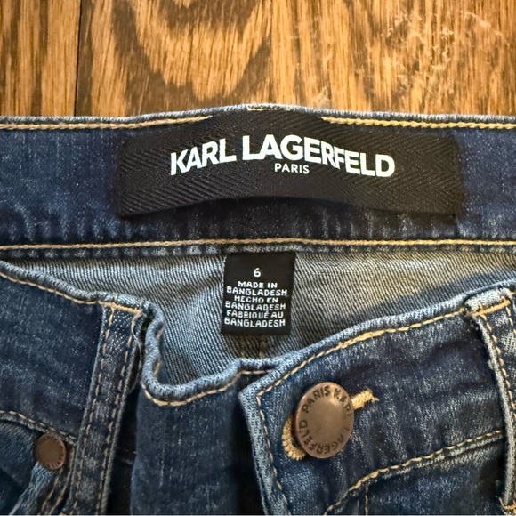 Karl Lagerfeld Blue Jeans with Logo Side Stripe - Picture 2 of 6